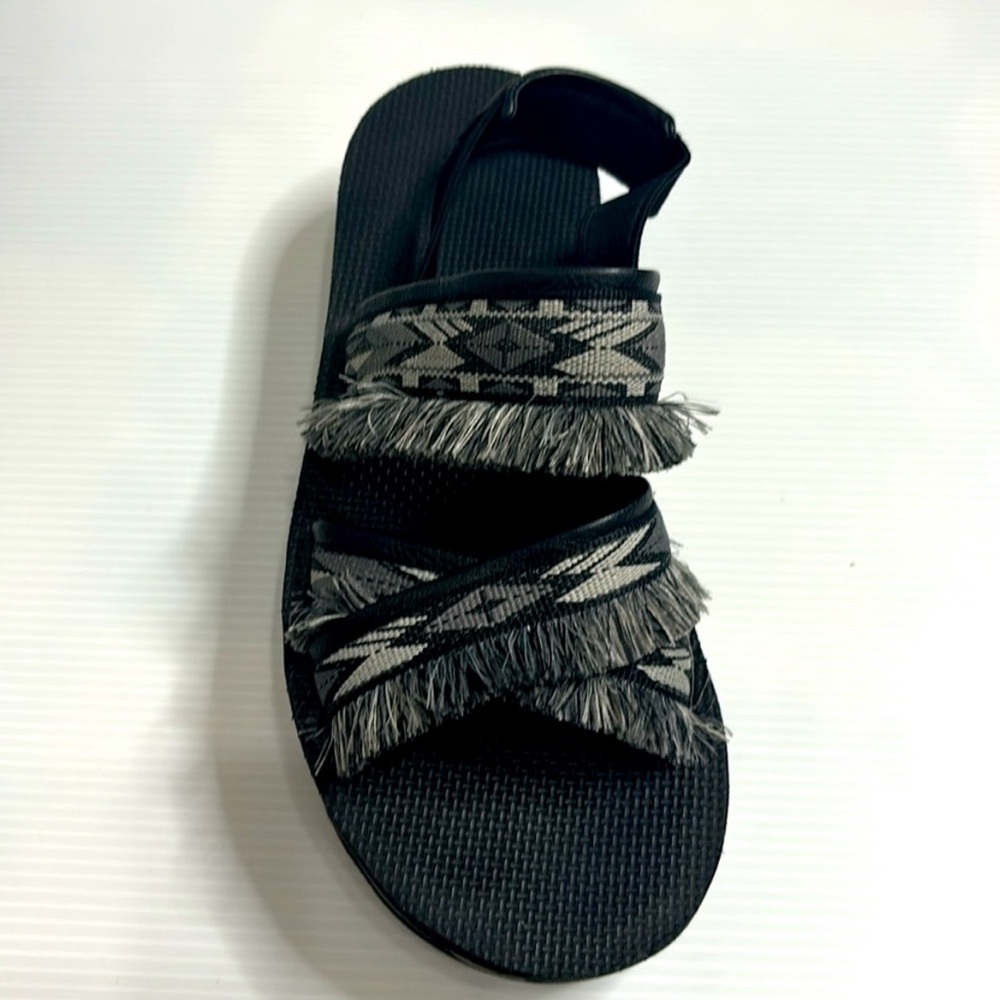 Free People x Teva Ceres Flatform Fringe Stappy Sandal Black boho size 9 - Picture 6 of 10